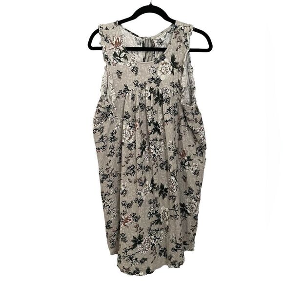 Lucky Brand Floral Dress Grey Boho Peasant Size M - Picture 1 of 6